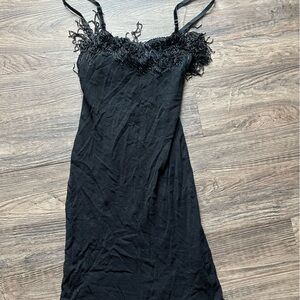 TRIPP NYC Black Lace Trim Slip Dress Small Goth Punk Hot Topic